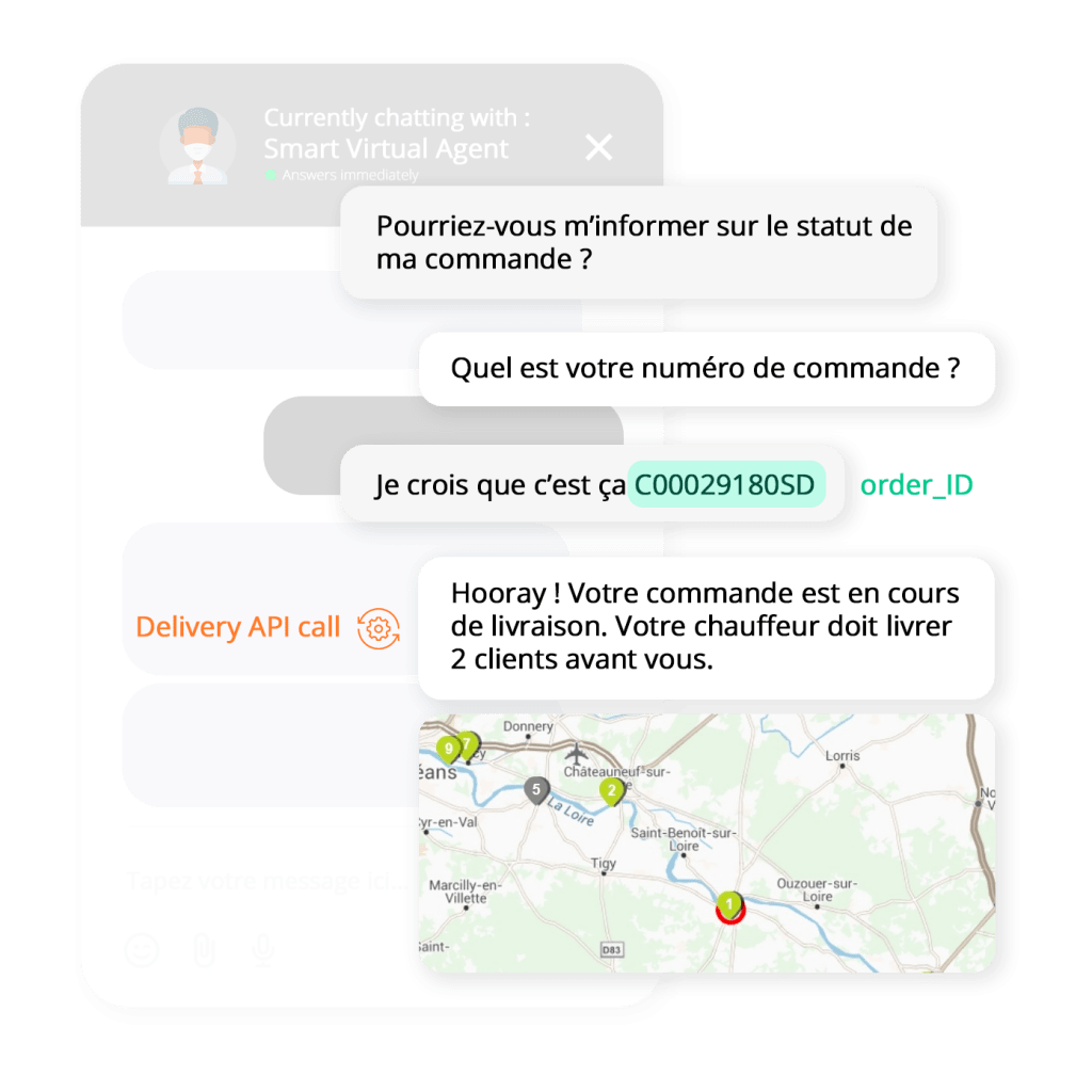 Example of an NLP chatbot automating e-commerce delivery tracking. 